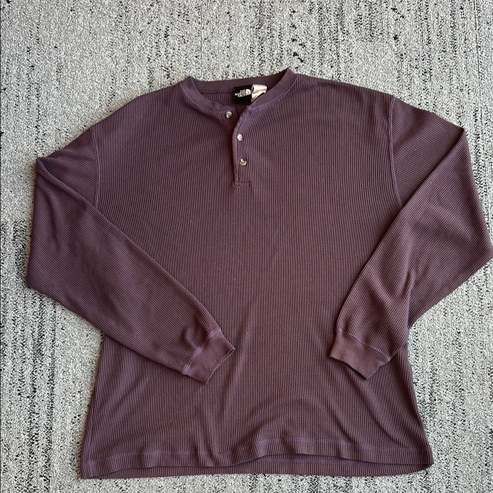 The North Face|| Men’s Purple Long Sleeve Ribbed Henley Shirt